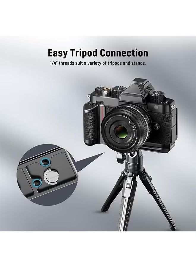 مقبض يد NEEWER CA063 على شكل حرف L لكاميرا Nikon Z f - قاعدة رفيعة للغاية بتصميم كلاسيكي، زر غالق من النحاس، متوافق مع رأس سائل ثلاثي القوائم Arca Swiss - Image 4
